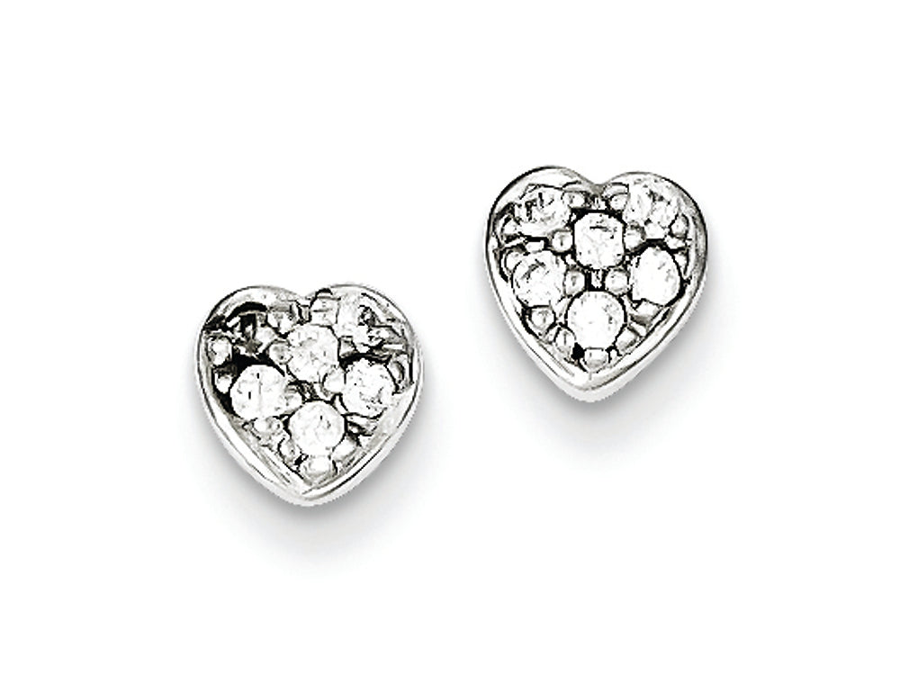 FJC Finejewelers Sterling Silver Cubic Zirconia Heart Post Earrings