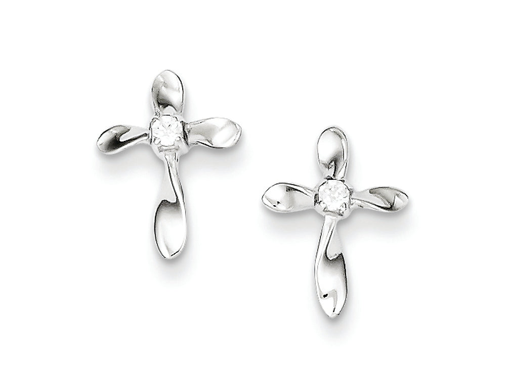 FJC Finejewelers Sterling Silver Cubic Zirconia Cross Post Earrings