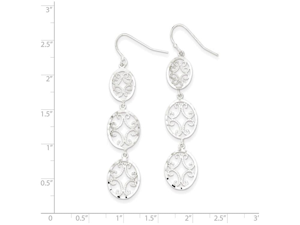 FJC Finejewelers Sterling Silver Bright Cut Ovals Dangle Earrings