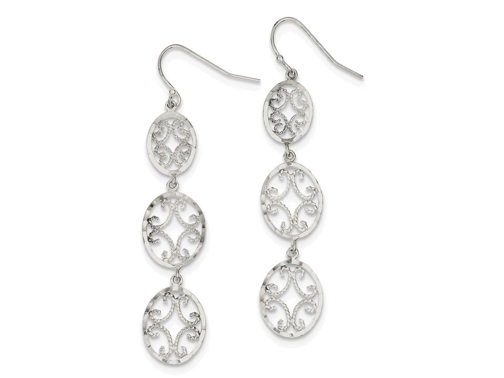 FJC Finejewelers Sterling Silver Bright Cut Ovals Dangle Earrings