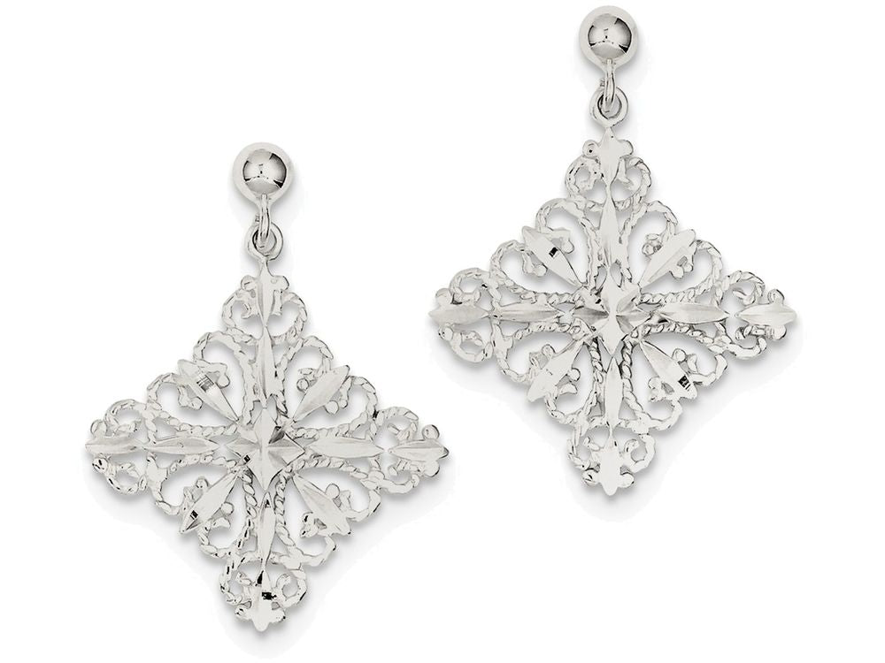 FJC Finejewelers Sterling Silver Bright Cut Square Post Dangle Earrings