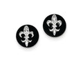 FJC Finejewelers Sterling Silver Cubic Zirconia Fleur De Lis On Onyx Circle Stud Earrings