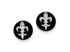 FJC Finejewelers Sterling Silver Cubic Zirconia Fleur De Lis On Onyx Circle Stud Earrings
