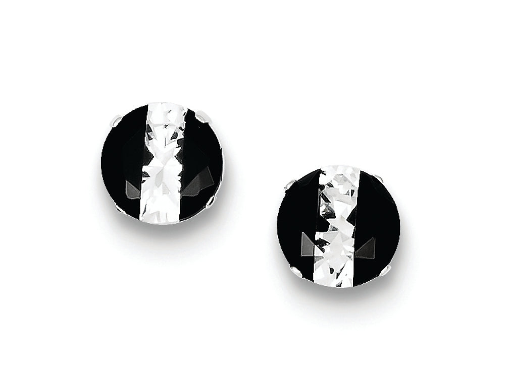 FJC Finejewelers Sterling Silver Black And White Colored Cubic Zirconia 8mm Round Post Earrings