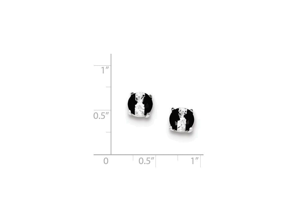 FJC Finejewelers Sterling Silver Black And White Colored Cubic Zirconia 7mm Round Post Earrings