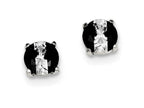 FJC Finejewelers Sterling Silver Black And White Colored Cubic Zirconia 7mm Round Post Earrings
