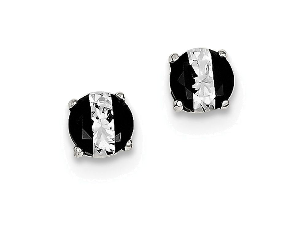 FJC Finejewelers Sterling Silver Black And White Colored Cubic Zirconia 6mm Round Post Earrings