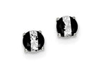 FJC Finejewelers Sterling Silver Black And White Colored Cubic Zirconia 6mm Round Post Earrings