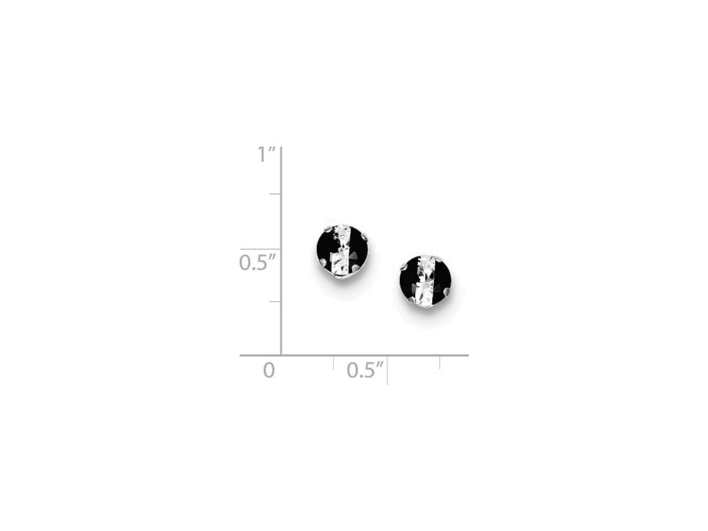 FJC Finejewelers Sterling Silver Black And White Colored Cubic Zirconia 6mm Round Post Earrings