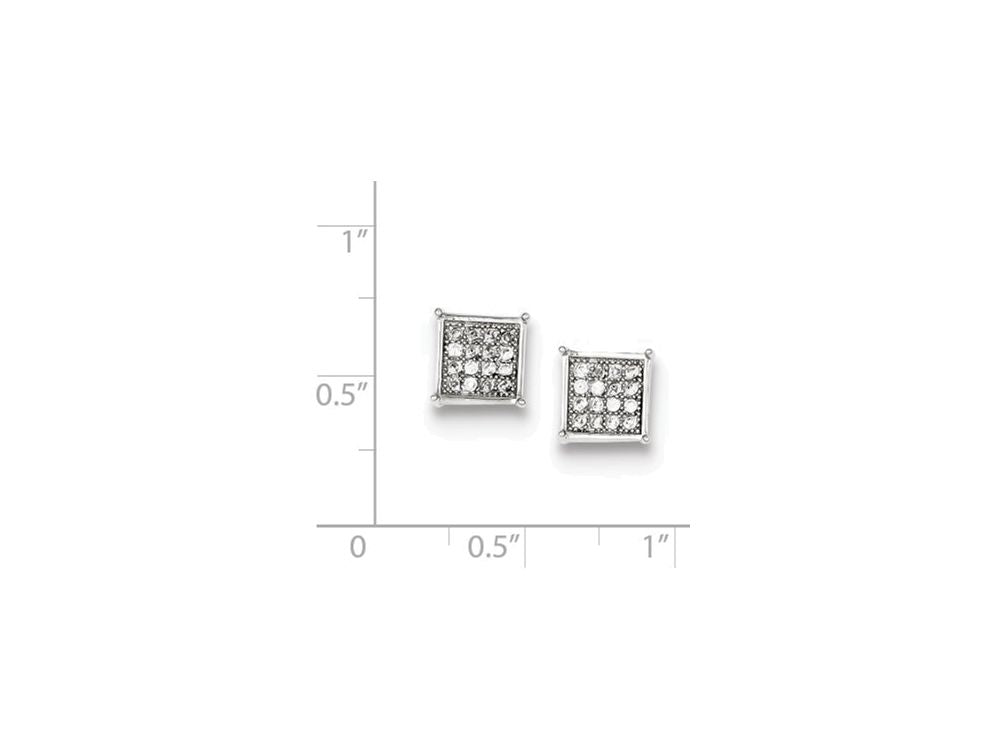 FJC Finejewelers Sterling Silver Cubic Zirconia Pave Square Post Earrings