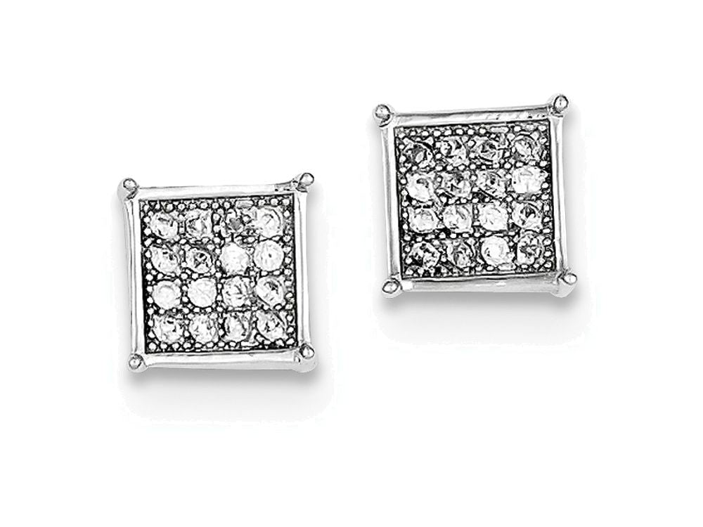 FJC Finejewelers Sterling Silver Cubic Zirconia Pave Square Post Earrings