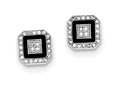 FJC Finejewelers Sterling Silver Cubic Zirconia Pave Black Enamel Square Post Earrings