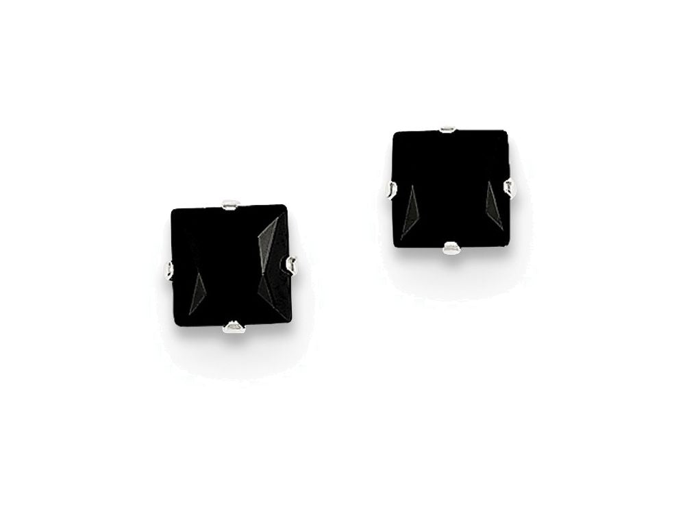 FJC Finejewelers Sterling Silver Black Cubic Zirconia 5mm Square Post Earrings