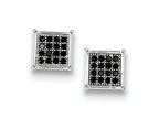 FJC Finejewelers Sterling Silver Black Cubic Zirconia Pave Square Post Earrings