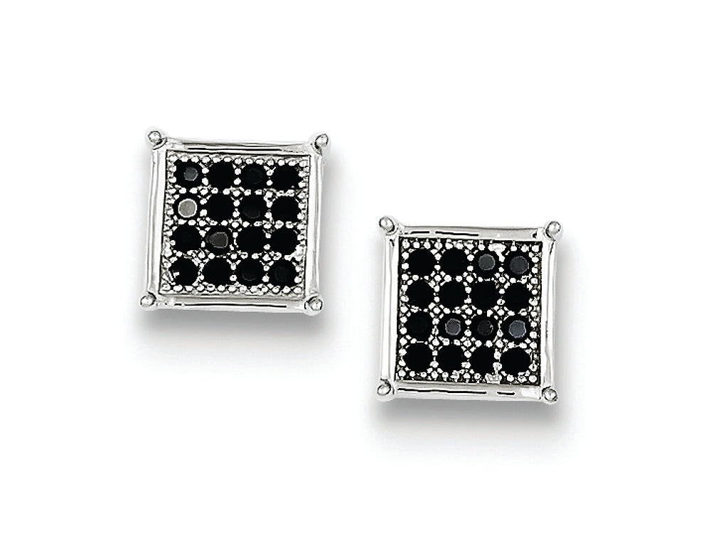 FJC Finejewelers Sterling Silver Black Cubic Zirconia Pave Square Post Earrings