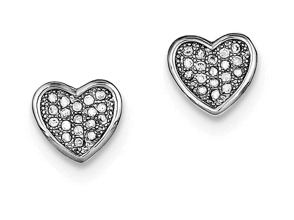 FJC Finejewelers Sterling Silver Cubic Zirconia Pave Heart Post Earrings