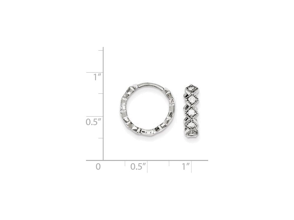 FJC Finejewelers Sterling Silver Cubic Zirconia Hinged Hoop Earrings