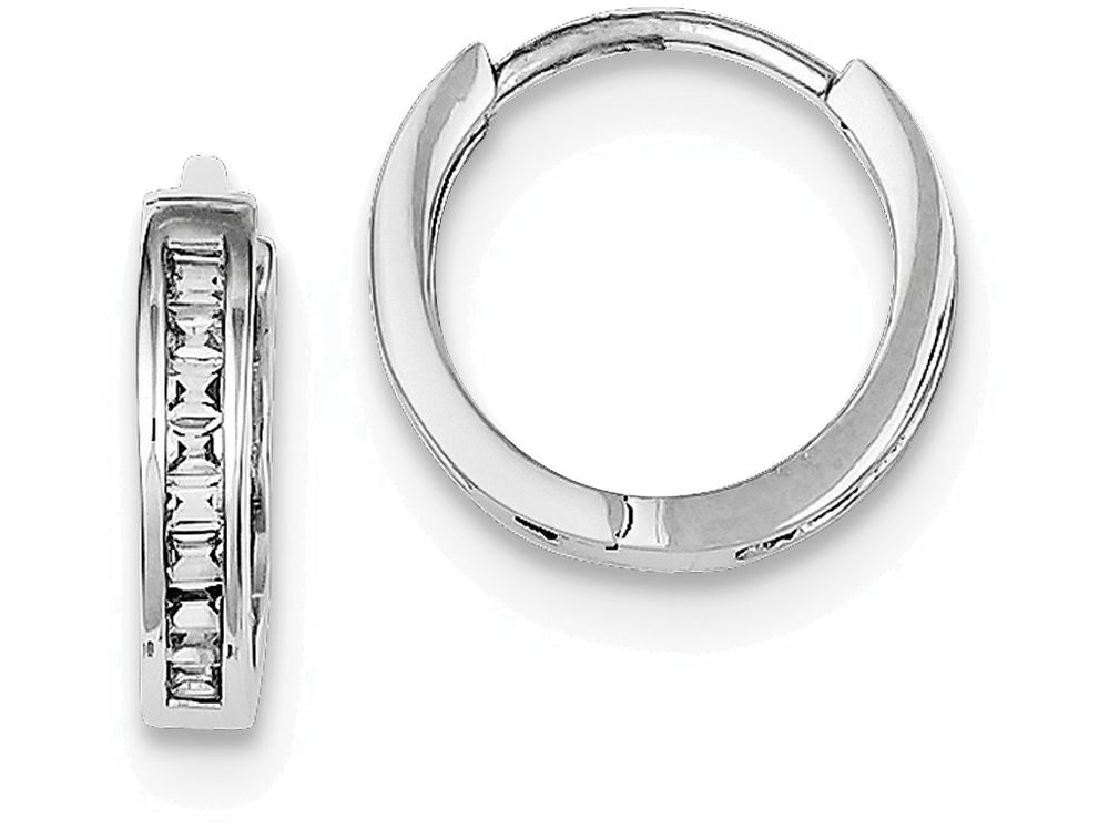 FJC Finejewelers Sterling Silver Cubic Zirconia Baguette Hinged Hoop Earrings