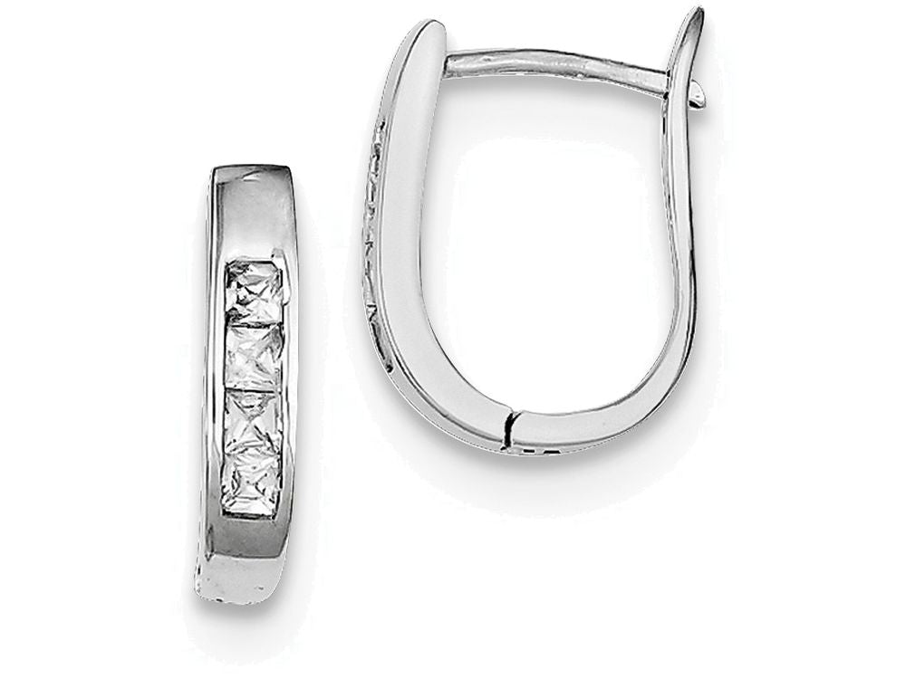 FJC Finejewelers Sterling Silver Cubic Zirconia Hinged Hoop Earrings