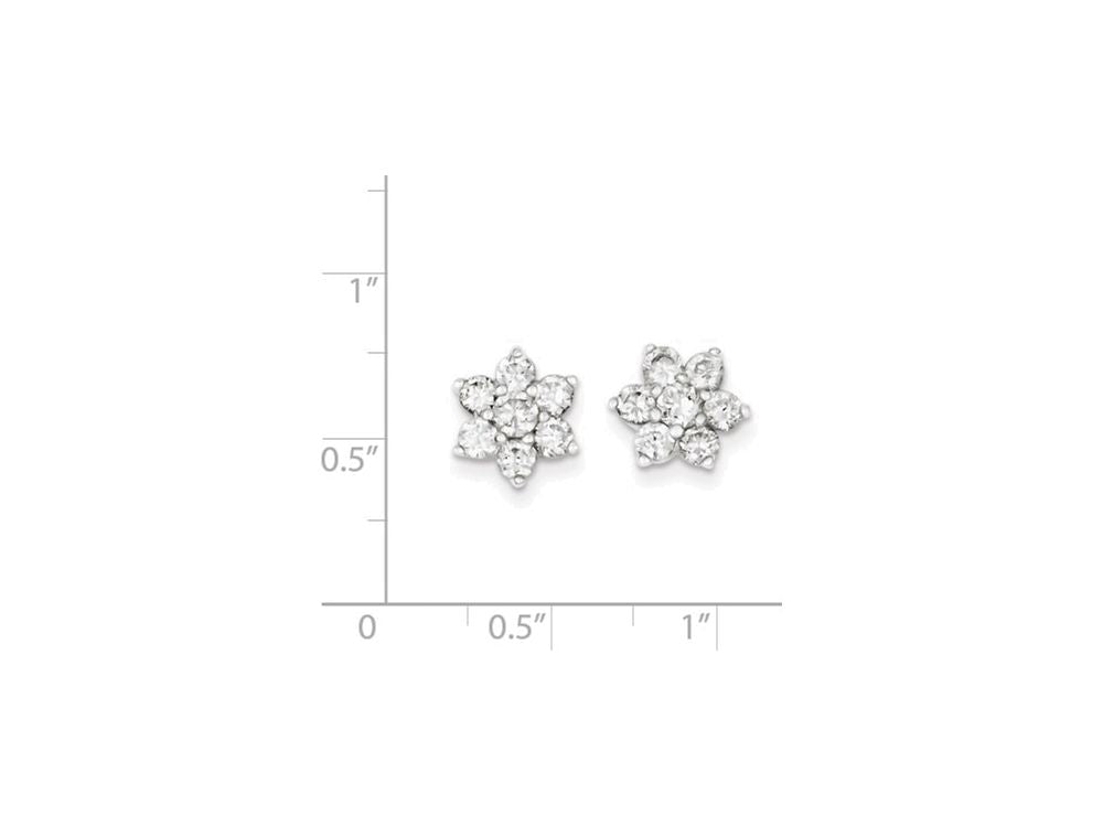 FJC Finejewelers Sterling Silver Cubic Zirconia Flower Post Earrings