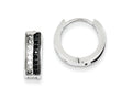 FJC Finejewelers Sterling Silver White And Black Cubic Zirconia Hinged Hoop Earrings