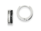 FJC Finejewelers Sterling Silver White And Black Cubic Zirconia Hinged Hoop Earrings