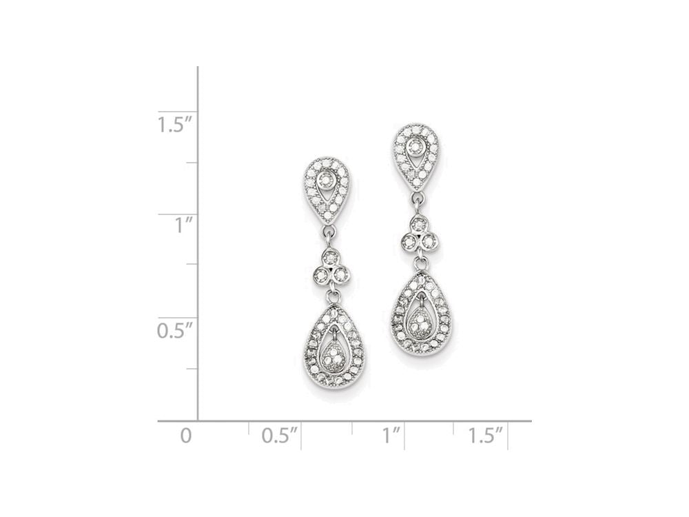 FJC Finejewelers Sterling Silver Cubic Zirconia Pave Pear Dangle Post Earrings