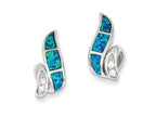 FJC Finejewelers Sterling Silver Cubic Zirconia Blue Inlay Created Opal Twisted Earrings