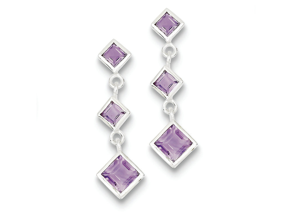 FJC Finejewelers Sterling Silver Polished Amethyst Post Dangle Earrings