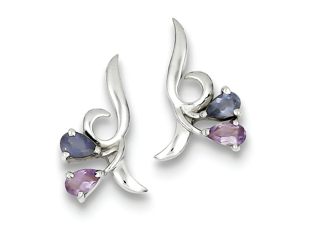 FJC Finejewelers Sterling Silver Polished Amethyst Iolite Post Earrings