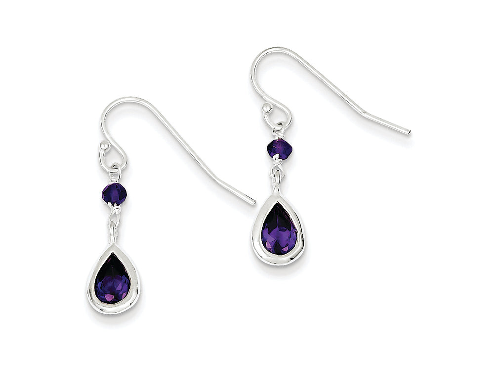 FJC Finejewelers Sterling Silver Purple Cubic Zirconia Dangle Earrings