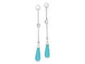 FJC Finejewelers Sterling Silver Turquoise Stone and Cubic Zirconia Post Dangle Earrings
