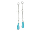 FJC Finejewelers Sterling Silver Turquoise Stone and Cubic Zirconia Post Dangle Earrings