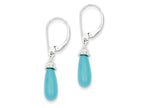 FJC Finejewelers Sterling Silver Turquoise Stone and Cubic Zirconia Dangle Earrings