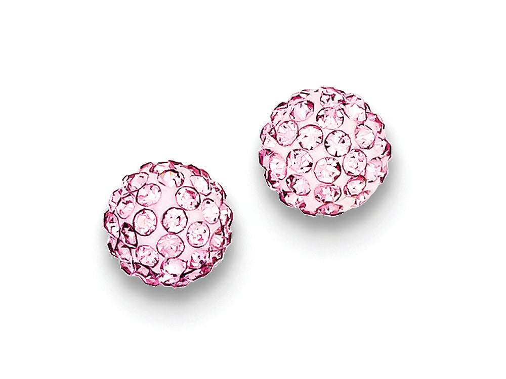 FJC Finejewelers Sterling Silver 8mm Pink Cubic Zirconiaech Crystal Post Earrings