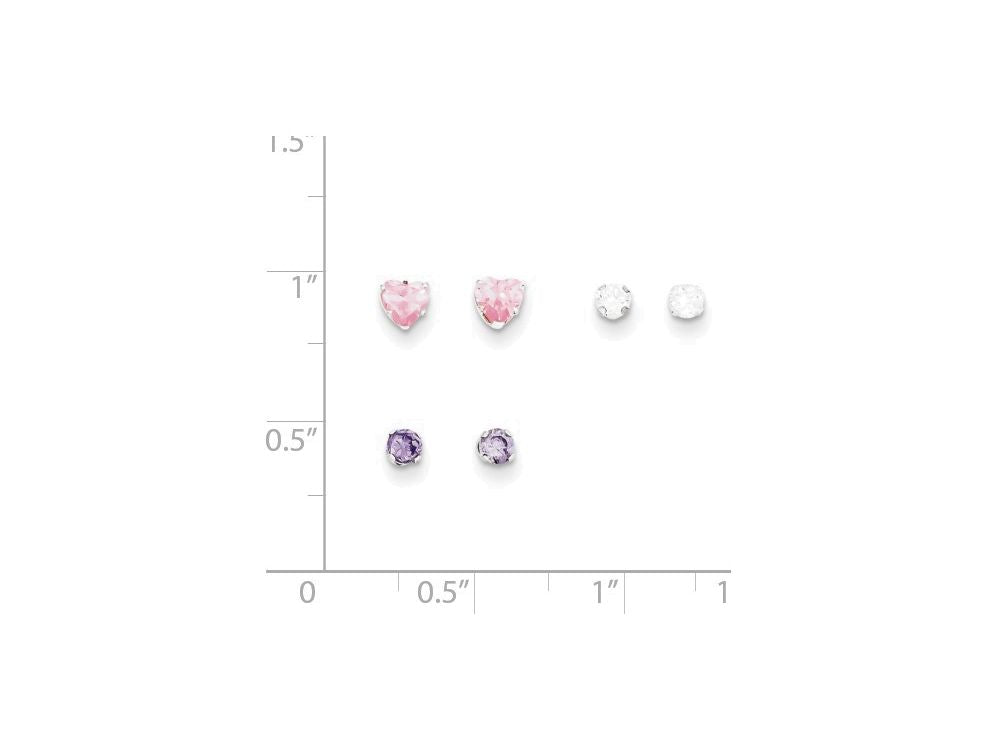 FJC Finejewelers Sterling Silver Stellux Crystal Post Earrings3pc Set