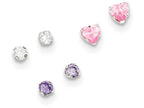 FJC Finejewelers Sterling Silver Stellux Crystal Post Earrings3pc Set