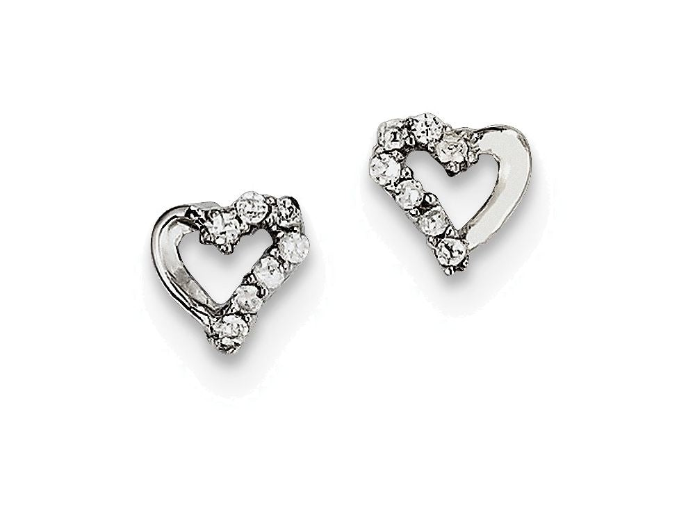 FJC Finejewelers Sterling Silver Cubic Zirconia Heart Post Earrings