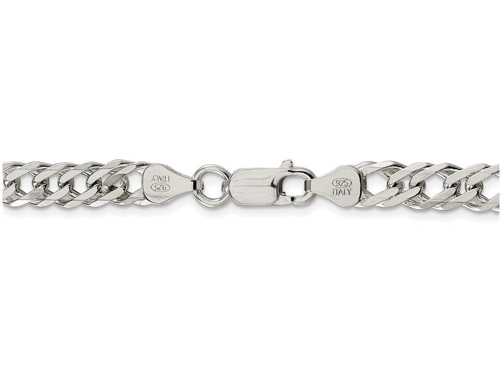 FJC Finejewelers 18 Inch Sterling Silver 6.25mm Double 6 Side bright-cut Flat Link Chain Necklace