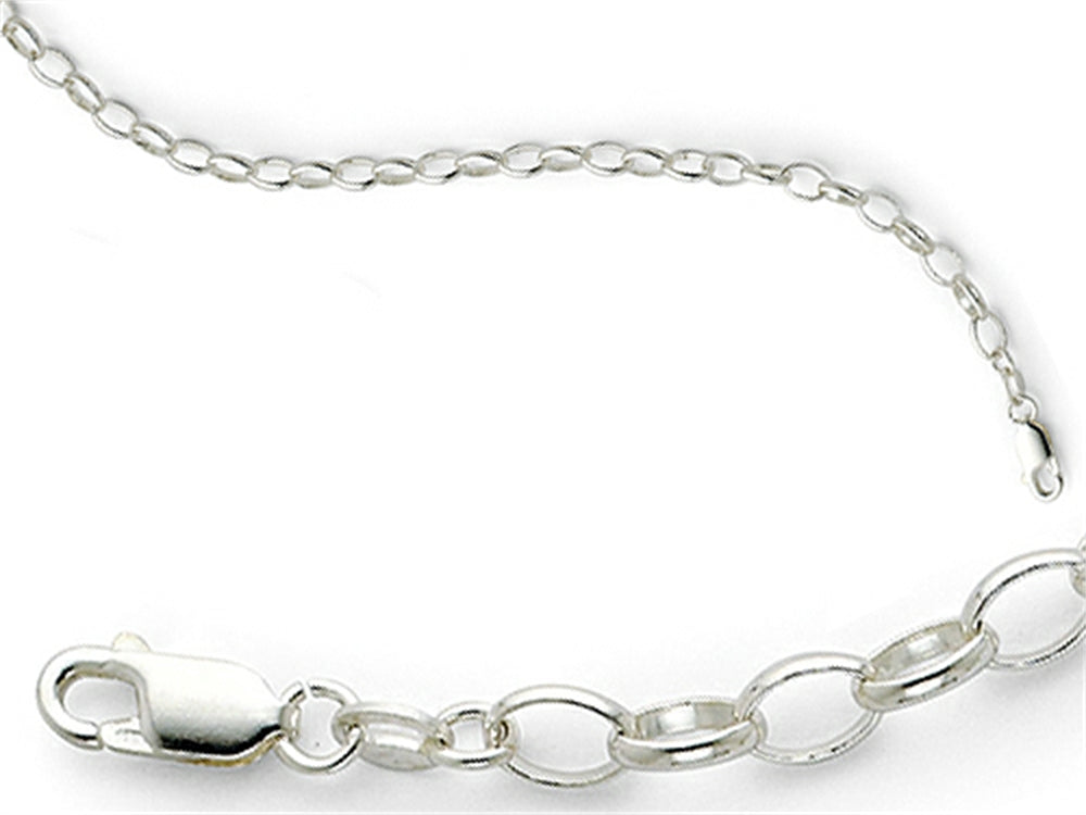 Amore LaVita Sterling Silver 5mm Rolo Charm Bracelet 7 inches