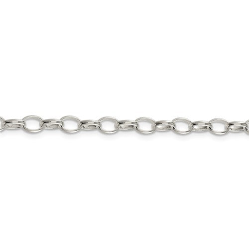 Sterling Silver Rhodium Plated 5mm Rolo Chain Bracelet