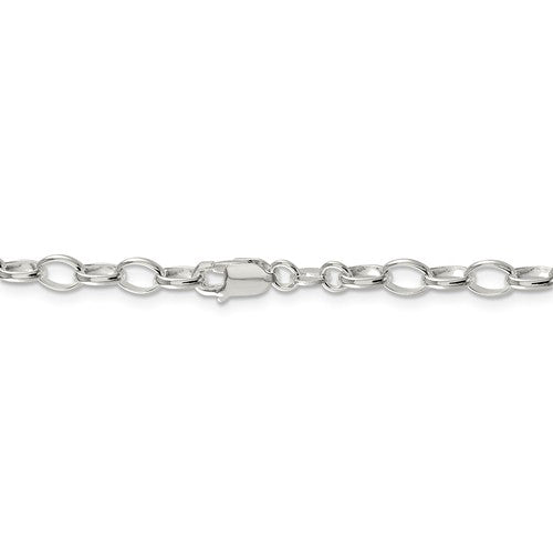 Sterling Silver Rhodium Plated 5mm Rolo Chain Bracelet