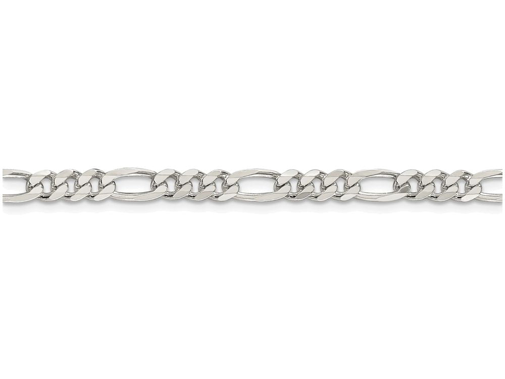 FJC Finejewelers 16 Inch Sterling Silver 4.75mm Pave Flat Figaro Chain Necklace
