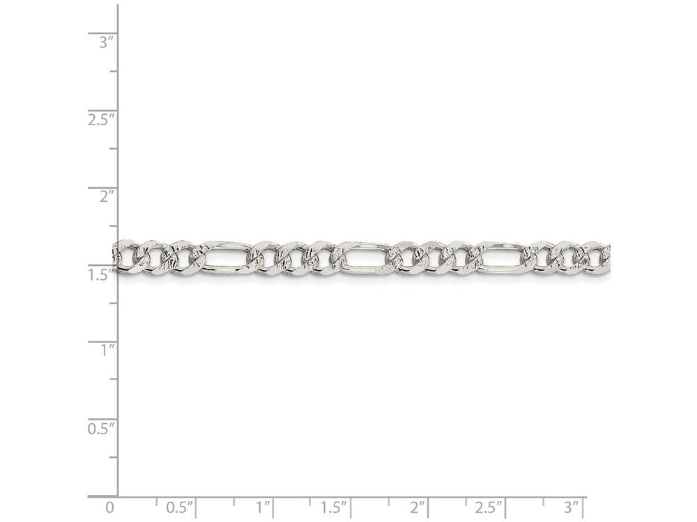 FJC Finejewelers 16 Inch Sterling Silver 5.5mm Pave Flat Figaro Chain Necklace