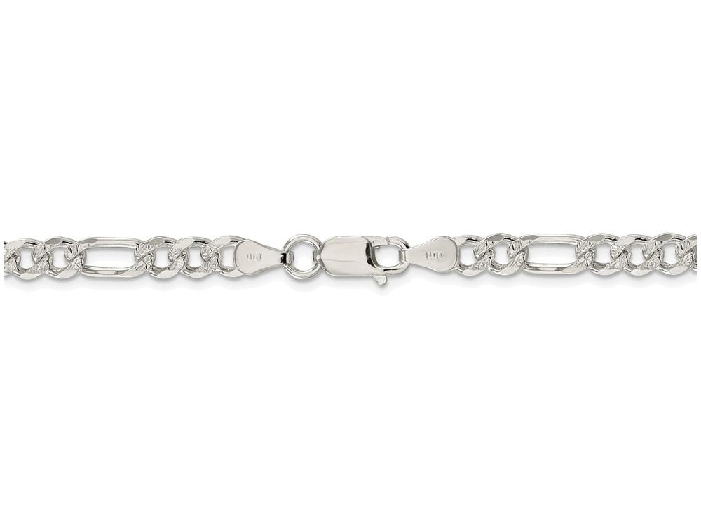 FJC Finejewelers 16 Inch Sterling Silver 5.5mm Pave Flat Figaro Chain Necklace