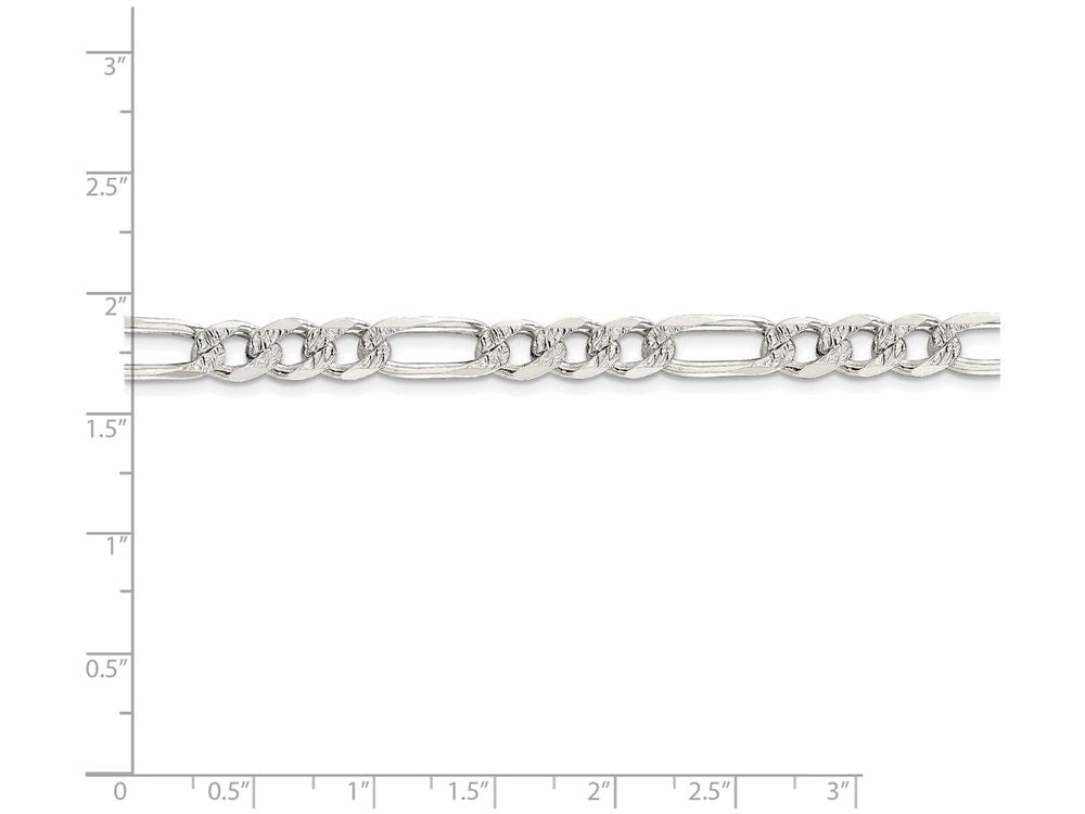 FJC Finejewelers 16 Inch Sterling Silver 7mm Pave Flat Figaro Chain Necklace