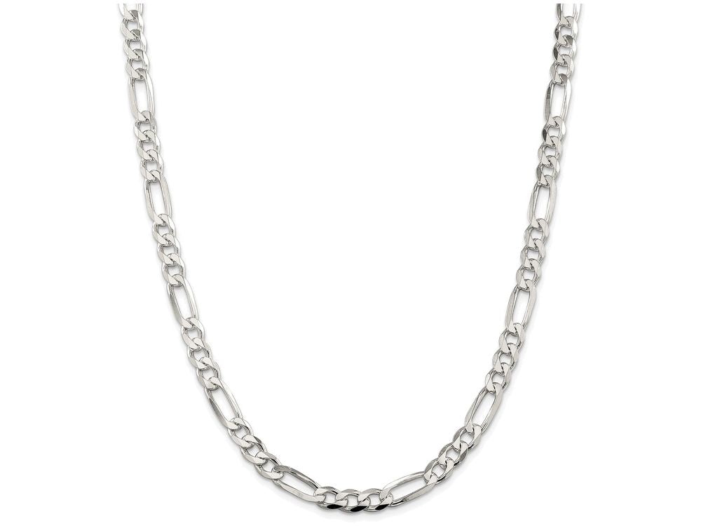 FJC Finejewelers 16 Inch Sterling Silver 7mm Pave Flat Figaro Chain Necklace