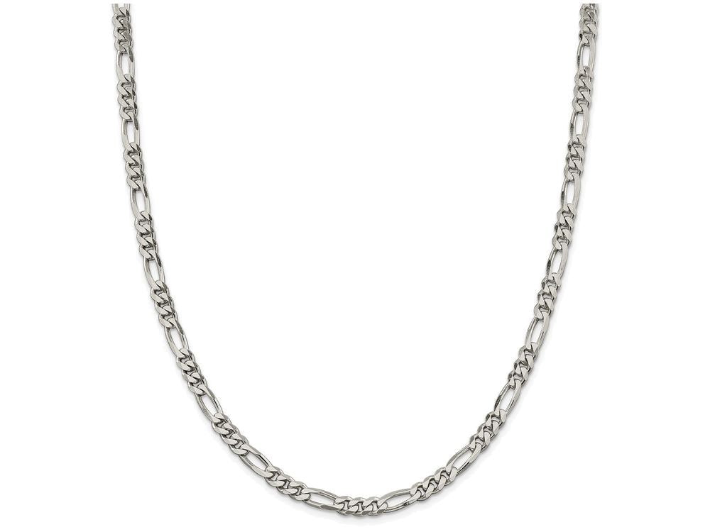 FJC Finejewelers Sterling Silver Rhodium Plated 5.25mm Figaro Chain Necklace