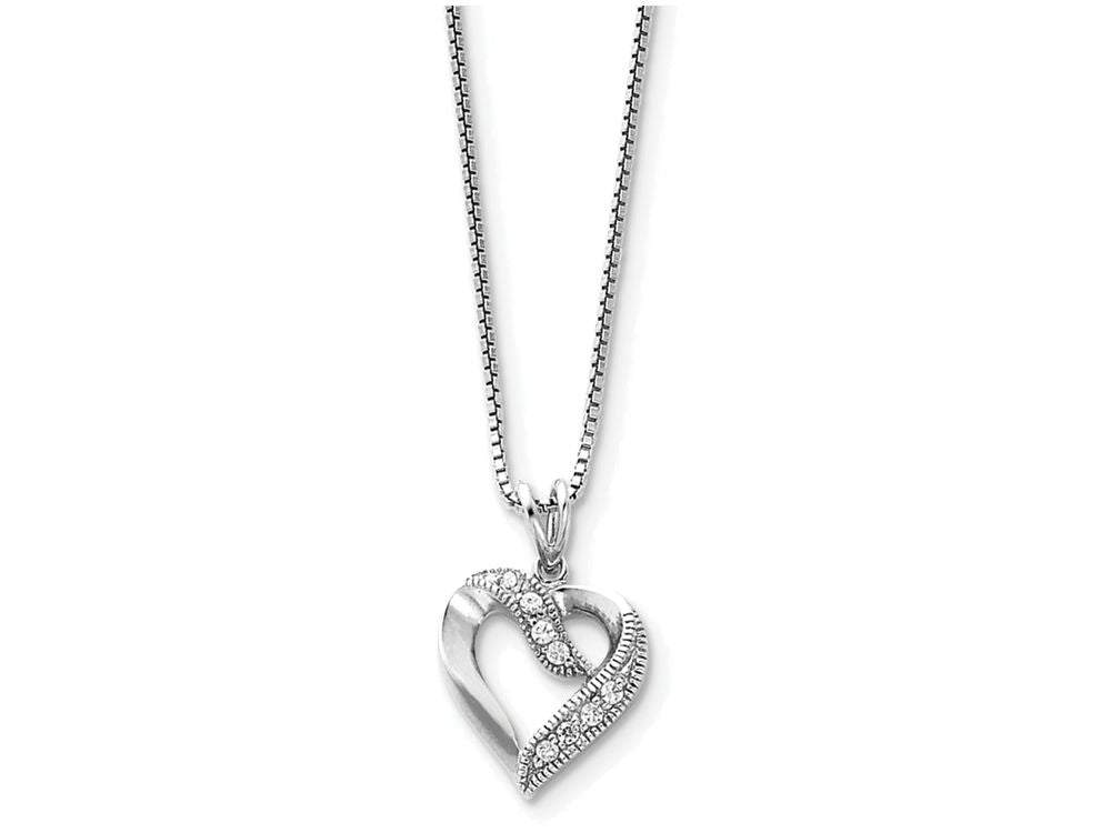 FJC Finejewelers Sterling Silver Cubic Zirconia Heart Pendant On 16 Box Chain Necklace