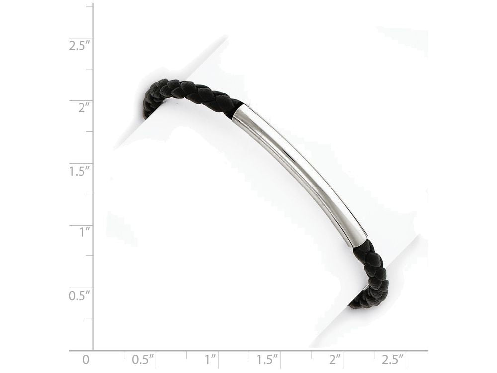 FJC Finejewelers Sterling Silver Braided Black Leather Bracelet
